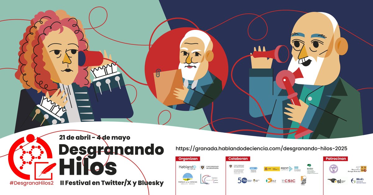 72 ponentes. Charlas de 10 min. Entrada libre. Parque de las Ciencias de Granada.

Nos veremos las caras el 16 y 17 de mayo, pero Desgranando Ciencia ha comenzado ya en el festival Desgranando Hilos.

Aquí recopilaremos los hilos con el hashtag #DesgranaHilos2 hasta el 4 de mayo.