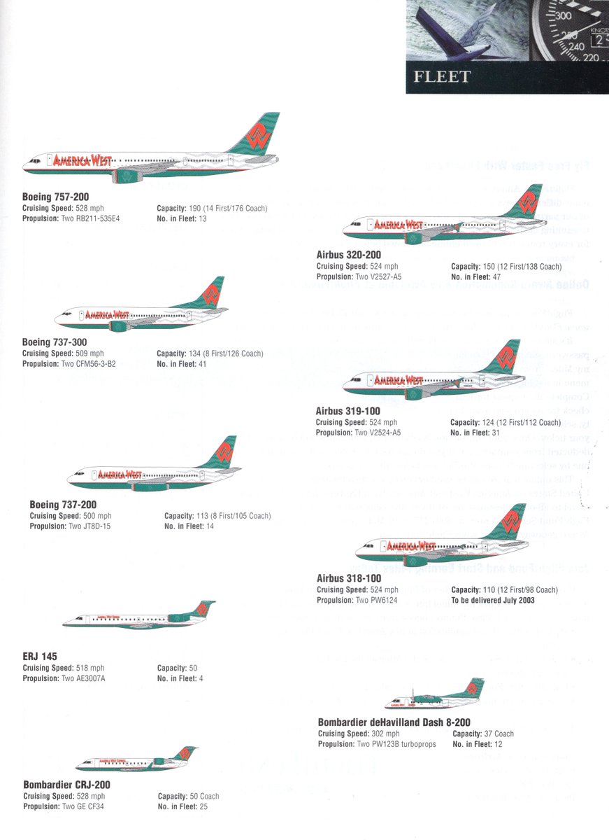 AvGeek71's tweet image. Our third fleet summary! Here&apos;s a look at America West&apos;s fleet in January, 2002. #airline #airlines #airplane #airplanes #avgeek #avgeeks #aviation #travel #AmericaWest