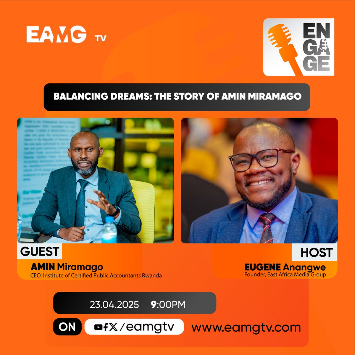 East Africa Media Group (@eamgtv) on Twitter photo COMING UP: #EAMGTVEngage with <a href="/AmEugeneAnangwe/">Eugene Anangwe</a>. Watch across all our platforms:
Our Web TV 🌐: eamgtv.com/#watch
Facebook: facebook.com/EAMGTV
X: x.com/eamgtv?s=21&t=…
YouTube: youtube.com/live/VgnHIxLZy…
LinkedIn: linkedin.com/posts/eamgltd_…
You can also listen in COMING UP: #EAMGTVEngage with <a href="/AmEugeneAnangwe/">Eugene Anangwe</a>. Watch across all our platforms:
Our Web TV 🌐: eamgtv.com/#watch
Facebook: facebook.com/EAMGTV
X: x.com/eamgtv?s=21&t=…
YouTube: youtube.com/live/VgnHIxLZy…
LinkedIn: linkedin.com/posts/eamgltd_…
You can also listen in