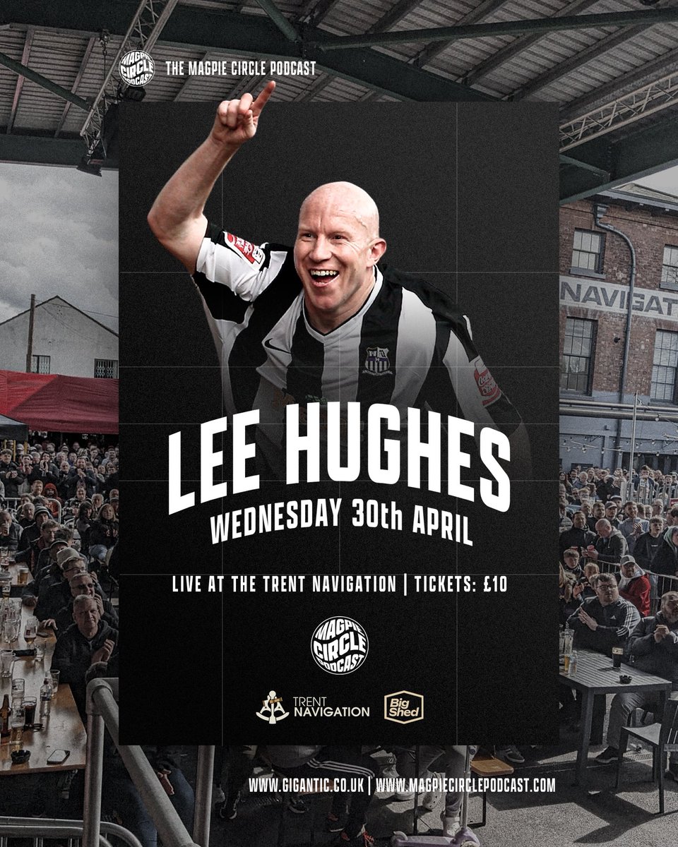 𝗢𝗡𝗘 𝗪𝗘𝗘𝗞 𝗧𝗢 𝗚𝗢 - 𝗟𝗲𝗲 𝗛𝘂𝗴𝗵𝗲𝘀 𝗟𝗶𝘃𝗲 @ 𝗧𝗵𝗲 𝗕𝗶𝗴 𝗦𝗵𝗲𝗱 ⚫️⚪️

One week today, we welcome back to #Notts one of Notts County’s greatest goalscorer’s, 𝗟𝗲𝗲 𝗛𝘂𝗴𝗵𝗲𝘀! 

Hughesy will be appearing in person at The Trent Navigation to tell all from his