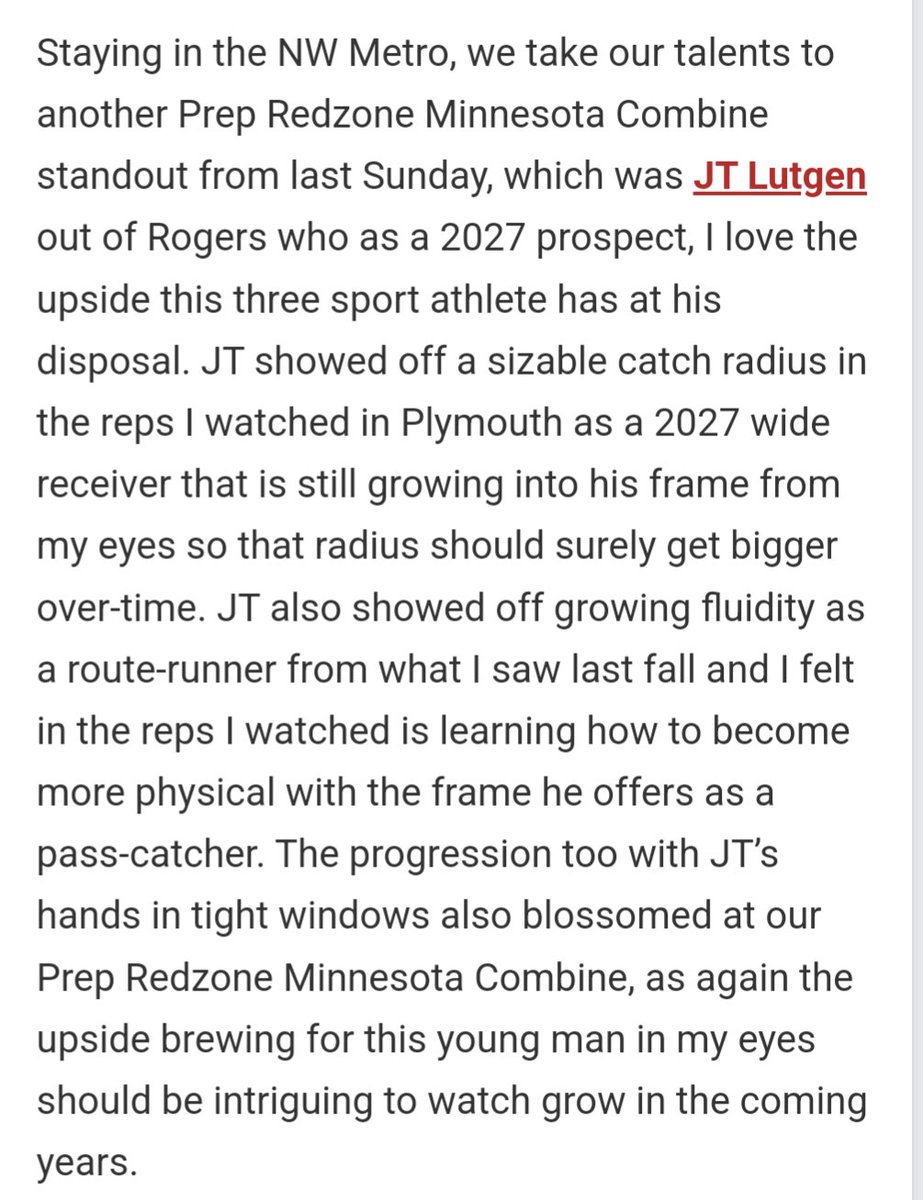 JT Lutgen Jr. (@jtlutgen_wr) on Twitter photo Thank you <a href="/NWahlScouting/">Nate Wahl</a> for the combine write-up!!! Thank you <a href="/TNTACADEMY1/">TNTACADEMYSP</a> and <a href="/QuadriBusari/">Coach Q</a> for pushing me to improve, and we're going to come ready this fall. <a href="/OJW_Scouting/">PrepRedzone Oliver</a> <a href="/PrepRedzoneMN/">Prep Redzone Minnesota</a> <a href="/grassrootshoops/">train</a> <a href="/MISTER_F00TBALL/">MISTER FOOTBALL 🏈</a> <a href="/MNFBSpotlight/">MNFootballSpotlight</a> <a href="/RyanBurnsMN/">Ryan Burns</a> <a href="/RogersRoyalsFB/">Rogers Football</a> Thank you <a href="/NWahlScouting/">Nate Wahl</a> for the combine write-up!!! Thank you <a href="/TNTACADEMY1/">TNTACADEMYSP</a> and <a href="/QuadriBusari/">Coach Q</a> for pushing me to improve, and we're going to come ready this fall. <a href="/OJW_Scouting/">PrepRedzone Oliver</a> <a href="/PrepRedzoneMN/">Prep Redzone Minnesota</a> <a href="/grassrootshoops/">train</a> <a href="/MISTER_F00TBALL/">MISTER FOOTBALL 🏈</a> <a href="/MNFBSpotlight/">MNFootballSpotlight</a> <a href="/RyanBurnsMN/">Ryan Burns</a> <a href="/RogersRoyalsFB/">Rogers Football</a>