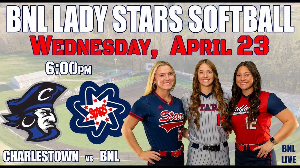 BNL LIVE is BACK!!!  BNL Lady Stars Softball hosts Charlestown TONIGHT!  Get to BNL or join us on YouTube!  First pitch is at 6:00PM

youtube.com/live/weNqpwhnW…