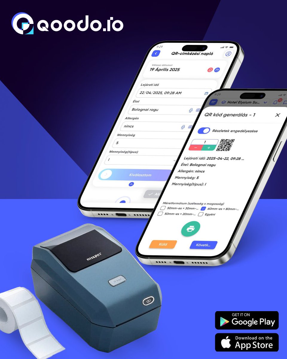 qoodo_io's tweet photo. Qoodo - Label printing  
📦 Repackaging? ❄️ Freezing? 🍽️Ready-made meals? 

Don't waste time with handwritten labels!  
✅ Label in just a few seconds 
✅ All data recorded automatically: photo, signature, timestamp 
✅ Easily searchable – QR code identification 
✅ Fast and simple device connection  

🚀 Modern tracking made easy with Qoodo!  

📲 If you haven’t tried it yet, download the app and experience how simple and effective it can be in your daily operations!  

📲 App Store: https://t.co/V5SkKI5UZr 📲 Google Play: https://t.co/W4F7R4KfYj