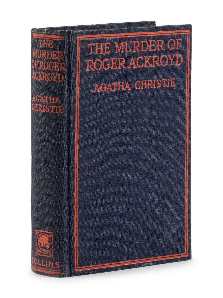 AUCTION Alert: 8-May-25, @ Freemans/Hindman Auctions - Lot 10. A cornerstone of any #agathachristie collection - The Murder of Roger Ackroyd, Collins, London, 1926, 1st Edition in bright cloth. Absolutely lovely. Details at: hindmanauctions.com/auctions/6330-…