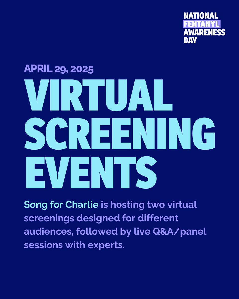 🚨 NFAD 2025 Virtual Screenings 🚨  
Join us on April 29 for lifesaving screenings + live Q&amp;As! 🎬💬 Learn about the dangers of fentanyl &amp; fake pills—and how to take action.  

🔎 Find the screening for you.  
💡 Awareness → Action.  

📅 RSVP: bit.ly/41CCX3g