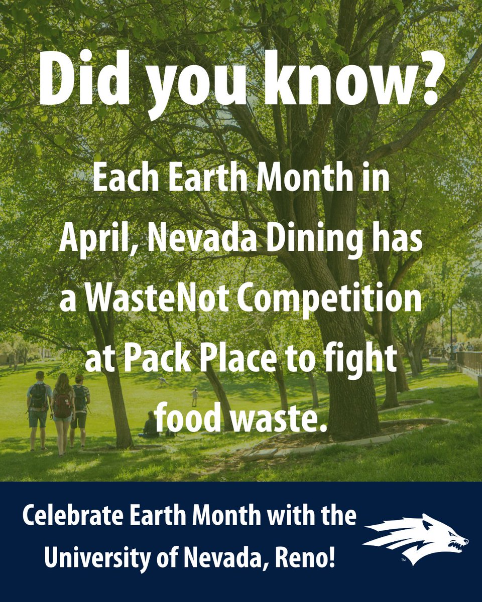 unevadareno's tweet image. Every April during Earth Month, Nevada Dining hosts the WasteNot Competition at Pack Place to raise awareness and reduce food waste on campus. 🥦♻️ 

Small actions lead to big impact, so let’s celebrate Earth Month by making sustainable choices every day! 🌎 

#BlueIsTheNewGreen