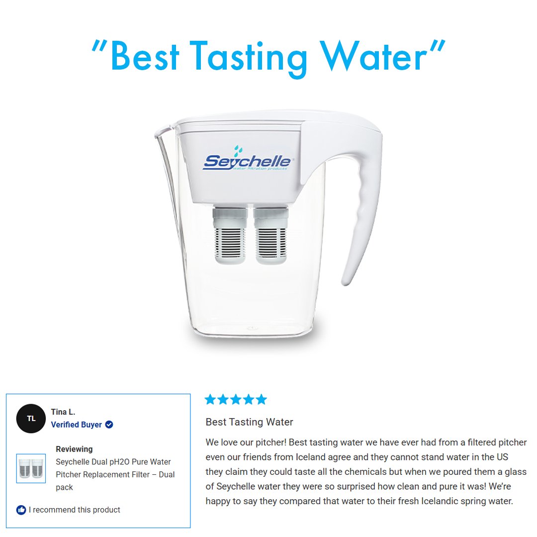 seychellefilter's tweet photo. Your drinking water should not taste like chlorine, metal, or anything at all! With the Seychelle Filter Pitcher, you can experience the difference for yourself! https://t.co/DVkgtVrgdO