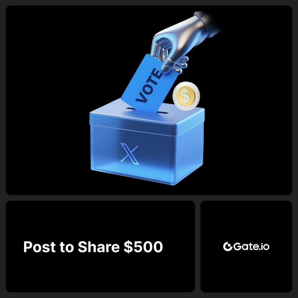 Post to promote the Vote for Community Glory #52

50 winners will each receive $10.

1️⃣ Post on X with #GateVoteToEarn
2️⃣ Tag @Gateio_Launch and 3 friends
3️⃣  Fill out: gate.io/questionnaire/…

Cast your vote now and support your favorite project 👉 gate.io/activities/cry…