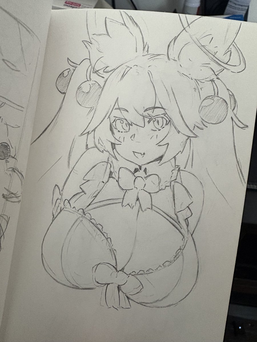 Big tiddie kirsche. It's been a while since I did this drawing. I eventually went digital with it and made it into a paizuri pic but the original had no dick between the titties.