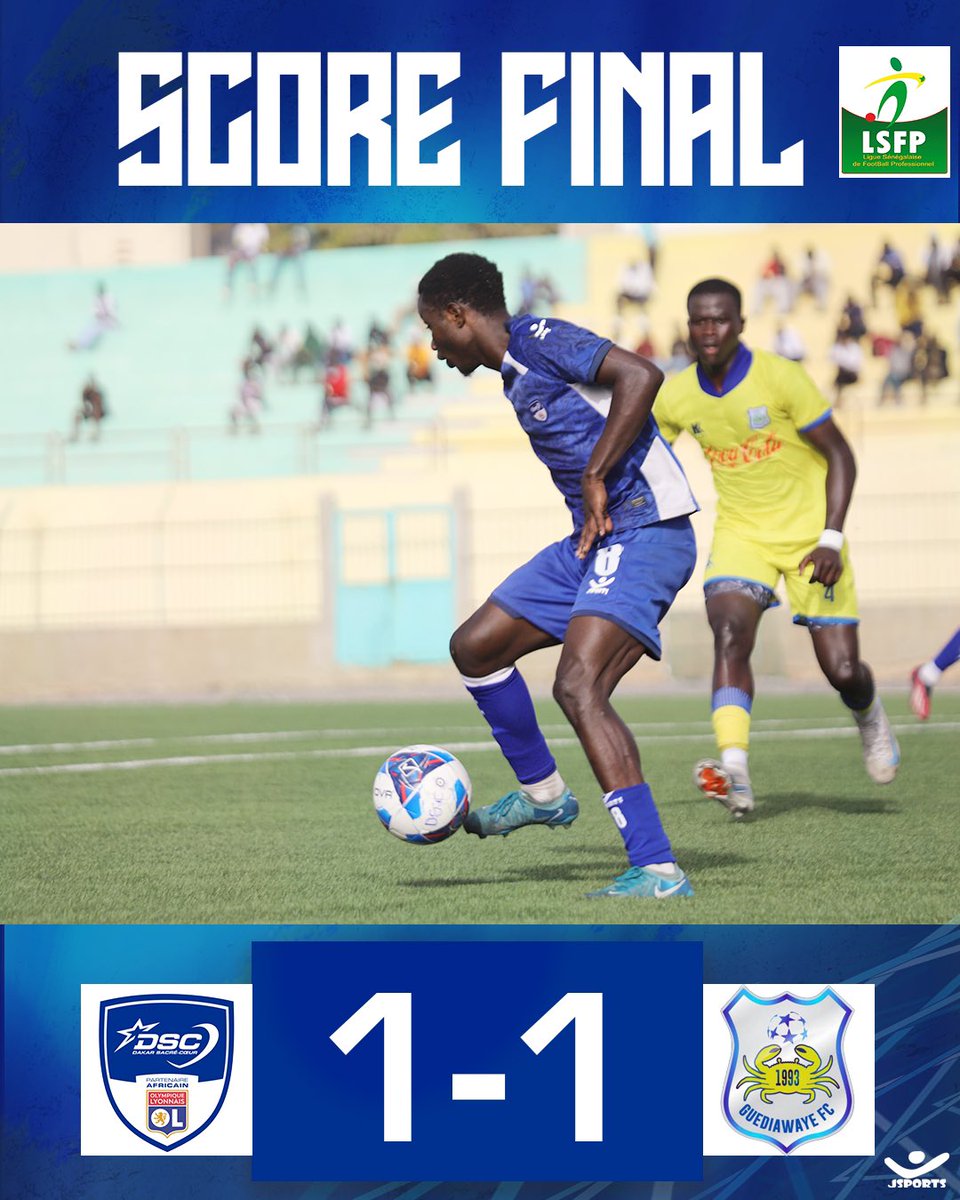 DakarSacreCoeur's tweet image. 𝙎𝘾𝙊𝙍𝙀 𝙁𝙄𝙉𝘼𝙇🔵 ⚪

1 but partout entre @DakarSacreCoeur et @fc_guediawaye au terme du temps réglementaire.

#TeamDSC #Ligue1SN #DSCGFC #Senegal