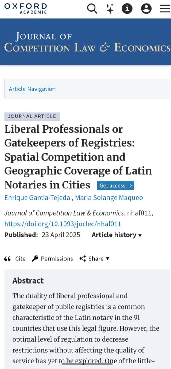 🚨 New publication in the Journal of Competition Law &amp; Economics

In our recent study, <a href="/SolMaqueo/">Sol Maqueo</a> and I examine the geographic coverage of legal services in Mexico City.

doi.org/10.1093/joclec…
