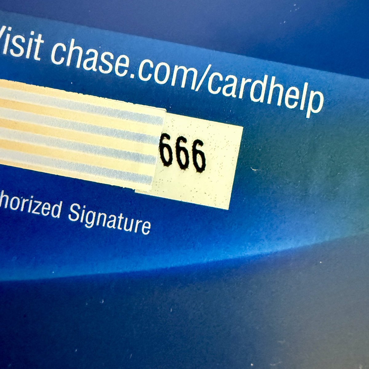 spool5's tweet photo. @Chase When you order new credit cards due to fraud, but are not too happy about the 3-digit security code. Maybe it’s a sign about credit (we ordered new cards, again). Rev. 13:18 https://t.co/PR9tG4WWA1