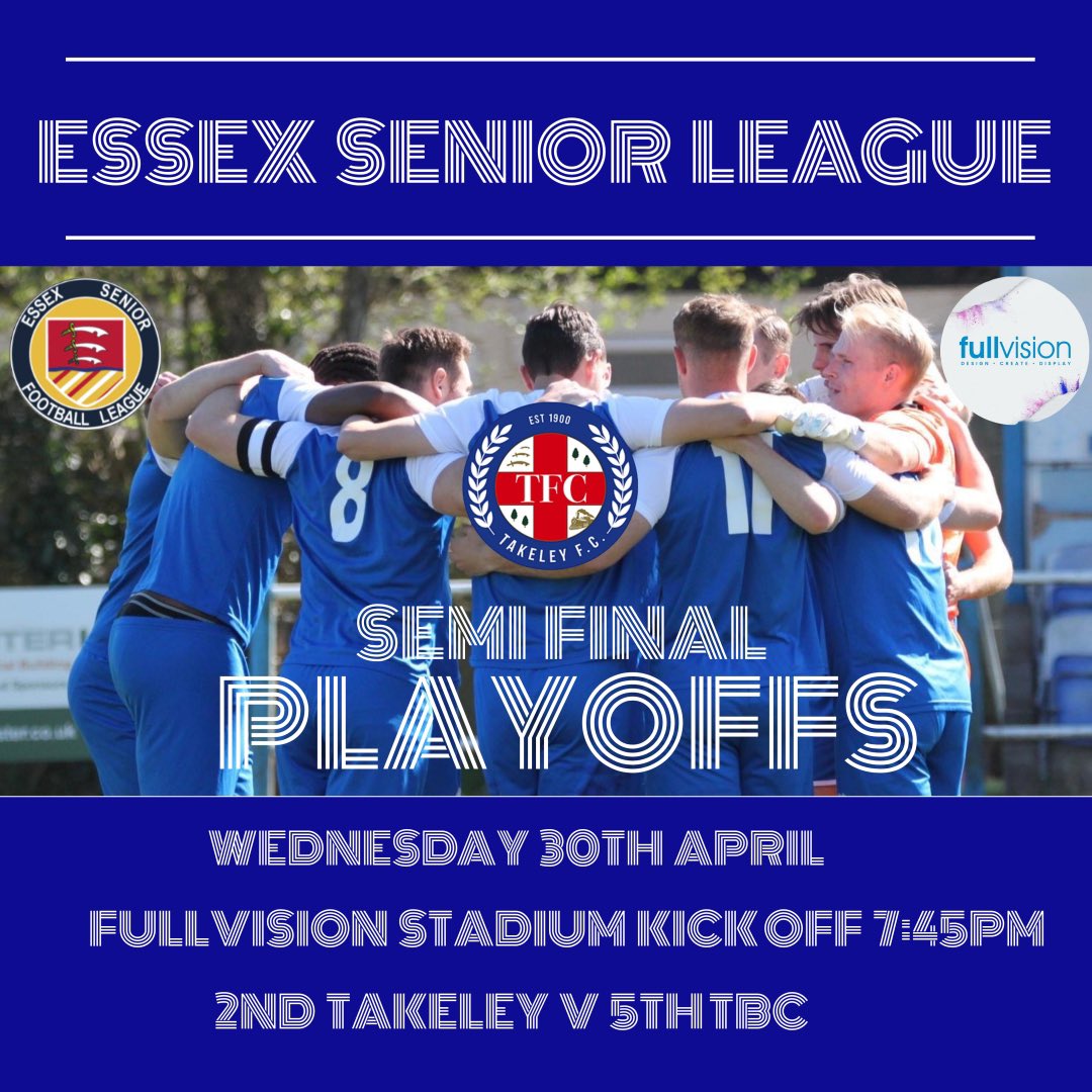 Takeley_FC (@takeley_fc) on Twitter photo This time next week 30/4 we play arguably our BIGGEST GAME in Club History facing either <a href="/GWRovers/">Gt Wakering Rovers</a> or <a href="/barkingfc/">Barking FC</a> in <a href="/EssexSenior/">Essex Senior League</a> Playoff SF as we look to secure our place at Step 4 we need YOUR SUPPORT MORE THAN EVER in what is sure to be a GREAT NIGHT full details TBC KO 19:45 This time next week 30/4 we play arguably our BIGGEST GAME in Club History facing either <a href="/GWRovers/">Gt Wakering Rovers</a> or <a href="/barkingfc/">Barking FC</a> in <a href="/EssexSenior/">Essex Senior League</a> Playoff SF as we look to secure our place at Step 4 we need YOUR SUPPORT MORE THAN EVER in what is sure to be a GREAT NIGHT full details TBC KO 19:45