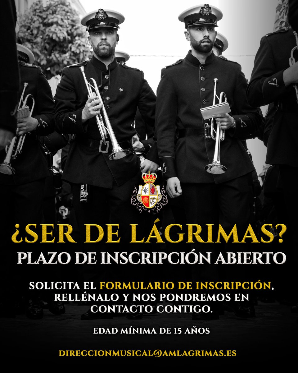 📝 𝗔𝗕𝗥𝗜𝗠𝗢𝗦 𝗣𝗟𝗔𝗭𝗢 DE INSCRIPCIÓN 

Si quieres ser de Lágrimas la próxima temporada sólo tienes que rellenar el formulario que os dejamos a continuación y nuestra dirección musical se pondrá en contacto contigo.

🔗Si no puedes acceder al enlace,  solocítalo por mensaje