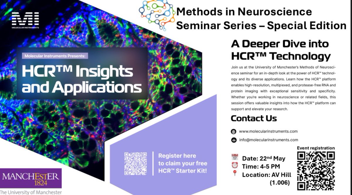 Dr Andreea D. Pantiru (@a_pantiru) on Twitter photo We have an exciting upcoming Methods in Neuroscience Seminar <a href="/DNS_UOM/">Division of Neuroscience</a> <a href="/FBMH_UoM/">UoM Biology, Medicine and Health</a> ! Come join us and <a href="/HCRimaging/">Molecular Instruments</a> on 22nd of May for a special edition on HCR RNA FISH technology 🔬🧬 Use the QR code below to register for the event ⤵️ Looking forward to seeing you there! We have an exciting upcoming Methods in Neuroscience Seminar <a href="/DNS_UOM/">Division of Neuroscience</a> <a href="/FBMH_UoM/">UoM Biology, Medicine and Health</a> ! Come join us and <a href="/HCRimaging/">Molecular Instruments</a> on 22nd of May for a special edition on HCR RNA FISH technology 🔬🧬 Use the QR code below to register for the event ⤵️ Looking forward to seeing you there!