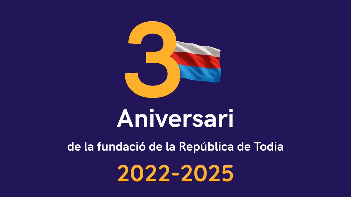 Avui, 24 d'abril de 2025, la República de Todia celebra el seu tercer aniversari des de la seva fundació. El nostre país s'ha desenvolupat exponencialment en els darrers anys i continuarà fent-ho, llarga vida a Todia!

#Todia
#Micronations