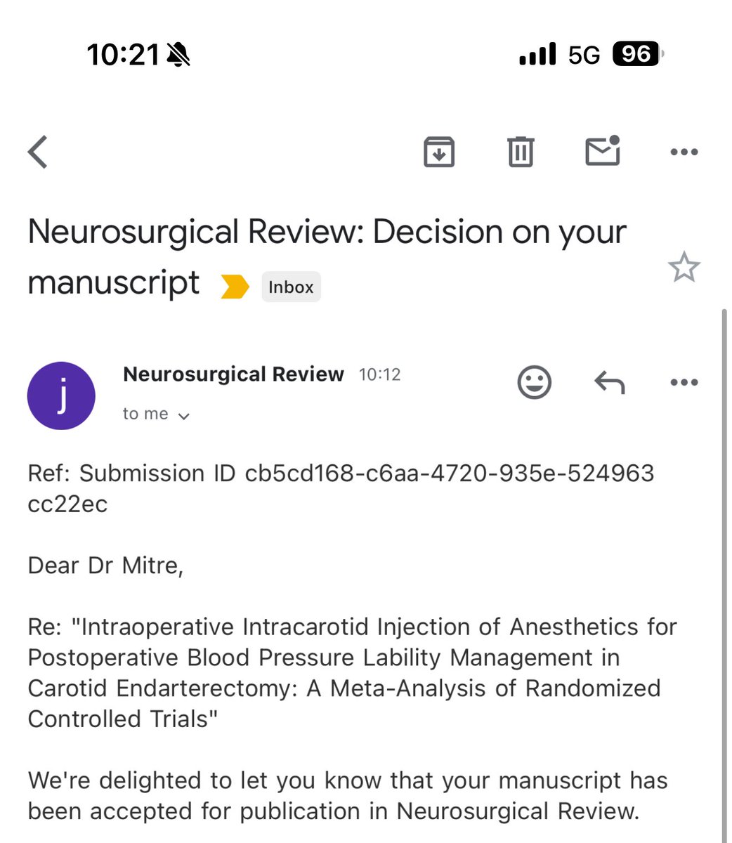 Lucas Mitre, MD (@lucas_mitre_) on Twitter photo Right before AANS, I’m thrilled to share that our meta-analysis on intraoperative anesthetic strategies during carotid endarterectomy has been accepted for publication in Neurosurgical Review!
Grateful for my mentors and collaborators!
<a href="/AElsamadicyMD/">Aladine Elsamadicy, MD</a>
#MedEd #NSGY Right before AANS, I’m thrilled to share that our meta-analysis on intraoperative anesthetic strategies during carotid endarterectomy has been accepted for publication in Neurosurgical Review!
Grateful for my mentors and collaborators!
<a href="/AElsamadicyMD/">Aladine Elsamadicy, MD</a>
#MedEd #NSGY