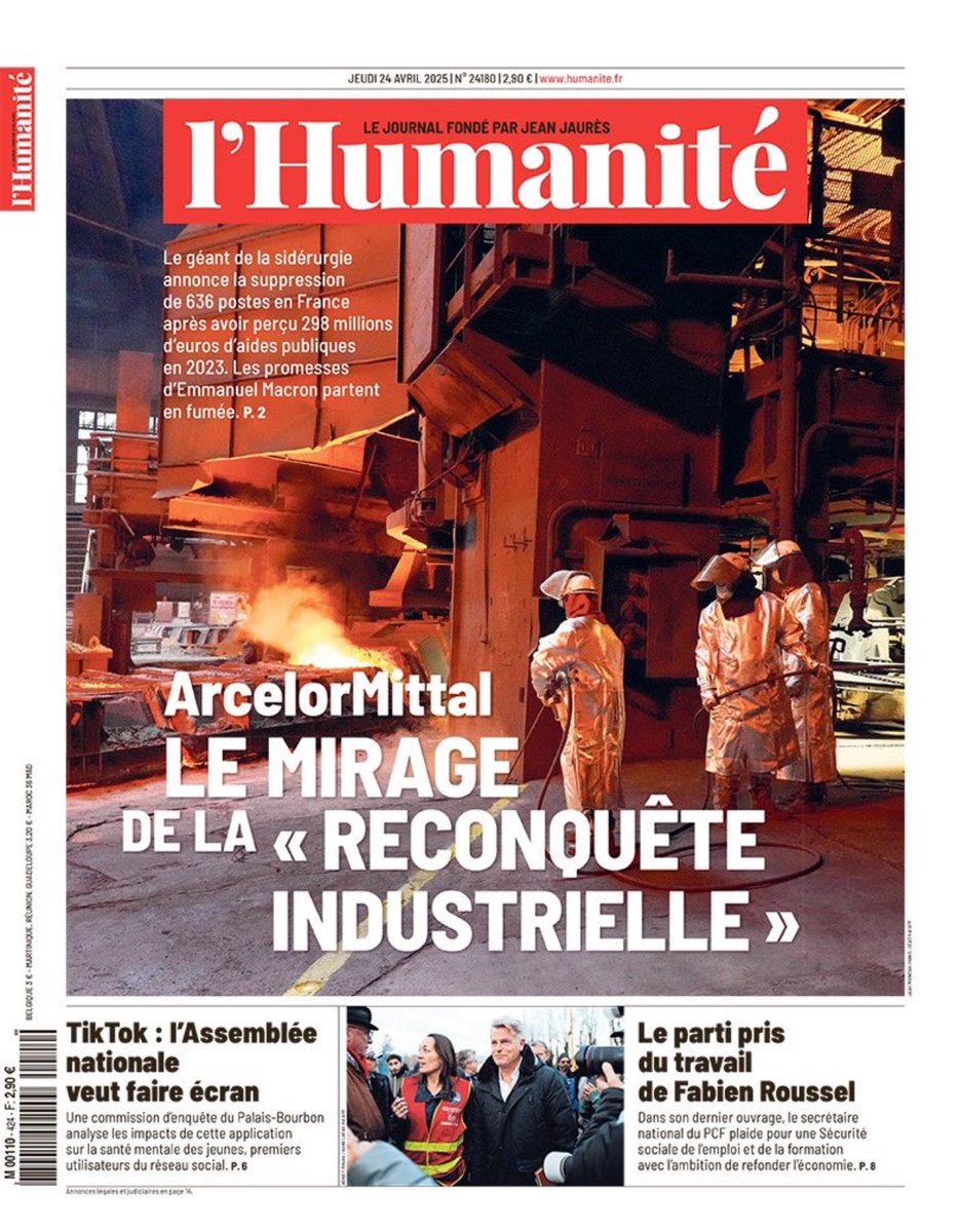 fabien_gay's tweet photo. Arcelor Mittal ce sont des centaines de millions d’aides publiques chaque année. 
La promesse de 850 millions d’aides pour decarboner les Hauts fourneaux de #Dunkerque. 
12 milliards de rachat d’action en 5 ans. 
Et l’annonce de 600 suppressions de postes aujourd’hui.
Stop ! https://t.co/tYNmCk6sdU