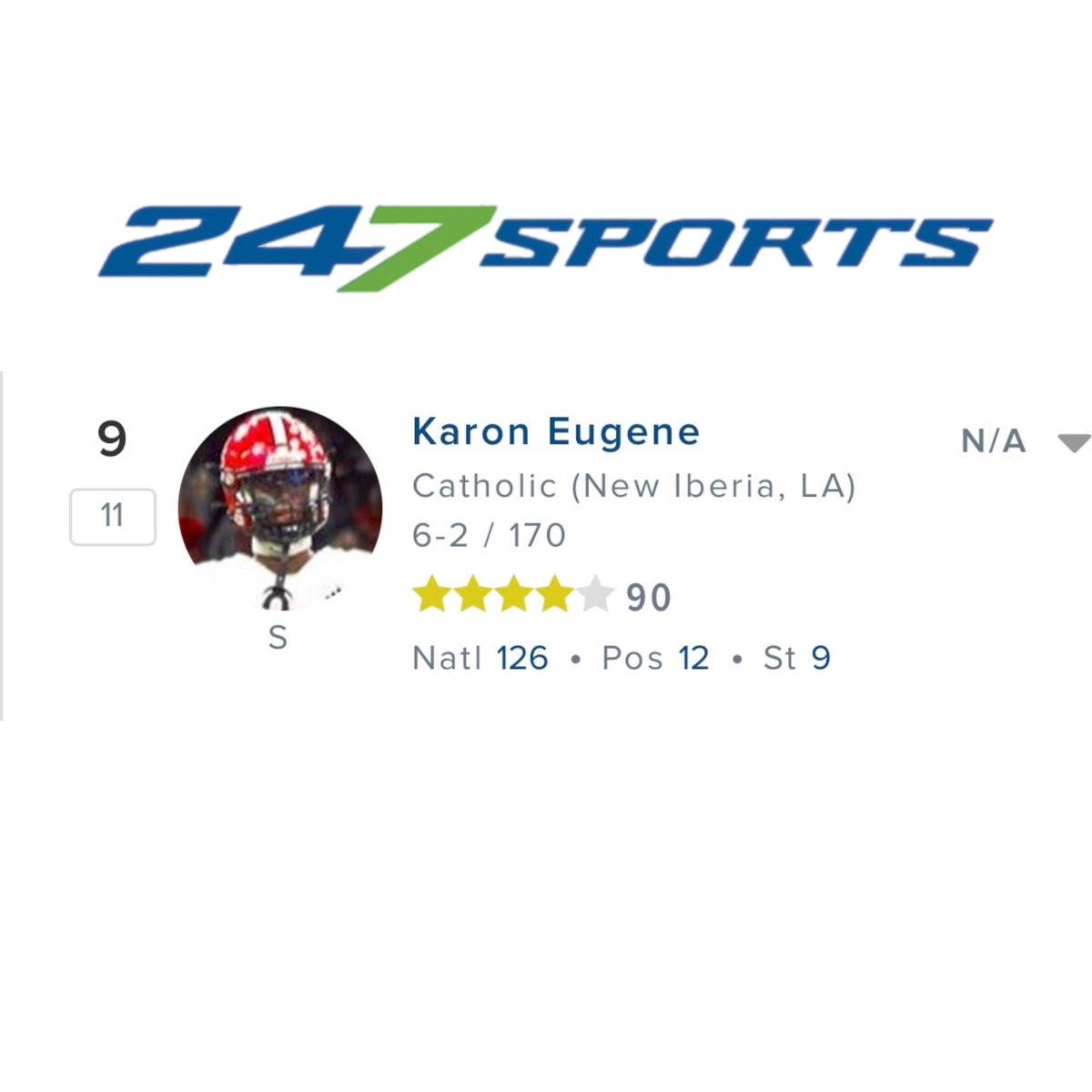 Karon Eugene (@karoneugene2027) on Twitter photo Blessed to be recognized as a 4-Star recruit by <a href="/247Sports/">247Sports</a> & the #9 player in the state of Louisiana.
Thank you <a href="/Andrew_Ivins/">Andrew Ivins</a> <a href="/MikeRoach247/">Mike Roach</a>
<a href="/FbIberia/">Acadiana Area FB Recruiting</a>
<a href="/4thQuarterM7v7/">4th Quarter Mentality 7v7</a> Blessed to be recognized as a 4-Star recruit by <a href="/247Sports/">247Sports</a> & the #9 player in the state of Louisiana.
Thank you <a href="/Andrew_Ivins/">Andrew Ivins</a> <a href="/MikeRoach247/">Mike Roach</a>
<a href="/FbIberia/">Acadiana Area FB Recruiting</a>
<a href="/4thQuarterM7v7/">4th Quarter Mentality 7v7</a>