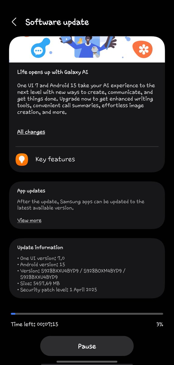 thanseehps's tweet photo. OMG, I finally got the One UI 7 update! 🥳 
#OneUI7 #samsung
#s24ultra #UAE
🤩 https://t.co/7GFrrwlHqD