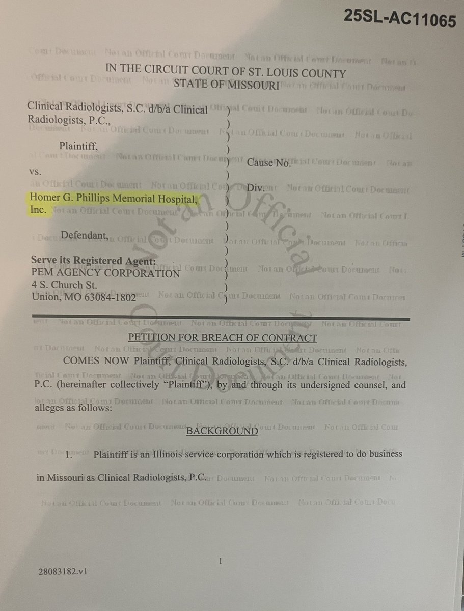 gouldj77's tweet photo. Clinical Radiologist filed suit against Paul McKee’s now shuttered Homer G. Phillips Memorial Hospital earlier this month. Clinical Radiologist alleges the medical center owes $136K for services dating back to January of 2024. #DeadBeatDeveloper https://t.co/gZf3OmjkWf