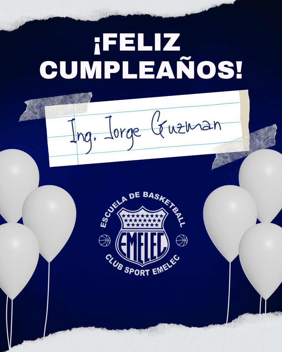 Escuela Formativa de Basketball Club Sport Emelec (@cse_basketball) on Twitter photo Estimado <a href="/Jorgeguzman_ofi/">Jorge Guzman</a>
En este día especial 🎉, queremos hacerle llegar nuestras más cálidas felicitaciones por su cumpleaños 🎂. Le deseamos salud, alegría y muchos logros en este nuevo año de vida 🌟, tanto en lo personal como en la conducción de nuestro querido club 🏟️. Estimado <a href="/Jorgeguzman_ofi/">Jorge Guzman</a>
En este día especial 🎉, queremos hacerle llegar nuestras más cálidas felicitaciones por su cumpleaños 🎂. Le deseamos salud, alegría y muchos logros en este nuevo año de vida 🌟, tanto en lo personal como en la conducción de nuestro querido club 🏟️.