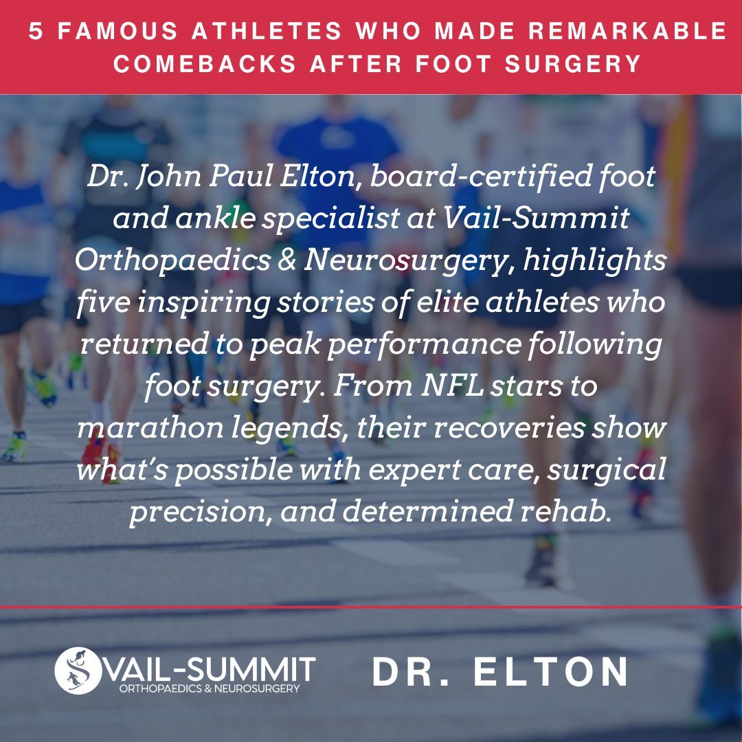 DrJPElton's tweet image. From turf toe to stress fractures, foot injuries can sideline even the best. Dr. John Paul Elton shares 5 athlete comeback stories—from Mahomes to Radcliffe—proving recovery is possible. 💪

Read more: buff.ly/34x9KsU

#FootAndAnkleSpecialist #VSON #AthleteRecovery