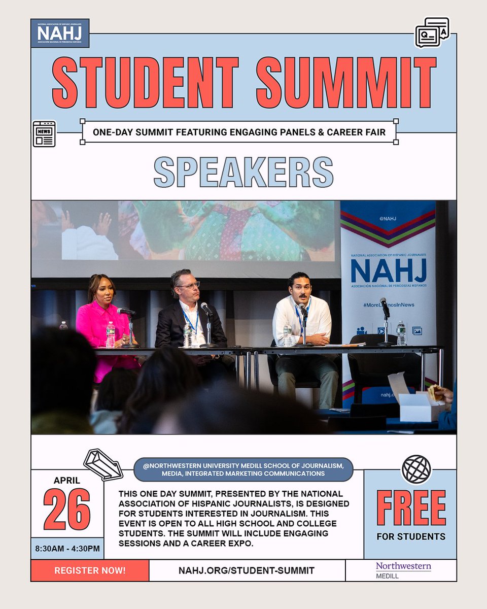 THIS SATURDAY! 🌟 Meet the voices shaping the future! Check out a few of our amazing speakers leading sessions at the NAHJ Student Summit in Chicago, bringing insights, inspiration and real-world advice to help you thrive.

Register today for FREE! 👉 nahj.org/student-summit