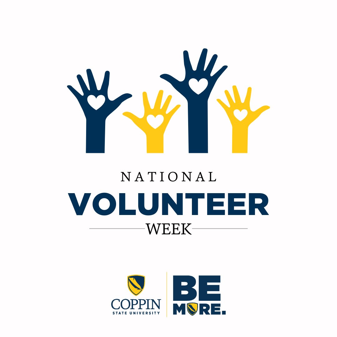 To all our Coppin alums making a difference: THANK YOU! 🦅💙

Your service uplifts communities and carries on the Coppin legacy.

Happy #NationalVolunteerWeek!
#CSU125 #CoppinAlums #BeMore #EaglePride