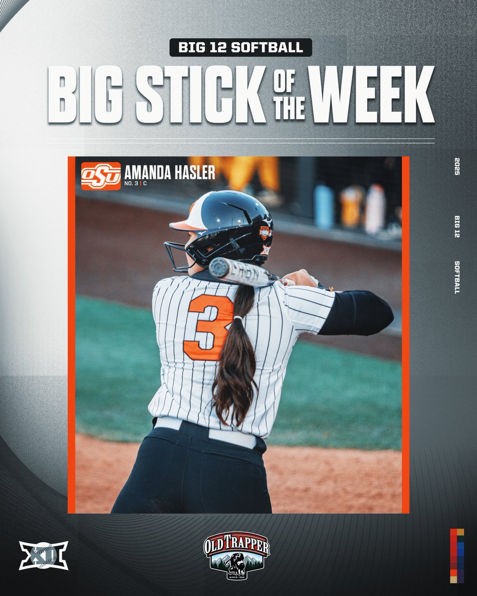 Big 12 Conference (@big12conference) on Twitter photo April 2⃣3⃣ <a href="/OldTrapper/">Old Trapper Beef Jerky</a> #Big12SB Big Stick of the Week 🥎
Amanda Hasler | <a href="/cowgirlsb/">OSU Cowgirl Softball</a> April 2⃣3⃣ <a href="/OldTrapper/">Old Trapper Beef Jerky</a> #Big12SB Big Stick of the Week 🥎
Amanda Hasler | <a href="/cowgirlsb/">OSU Cowgirl Softball</a>
