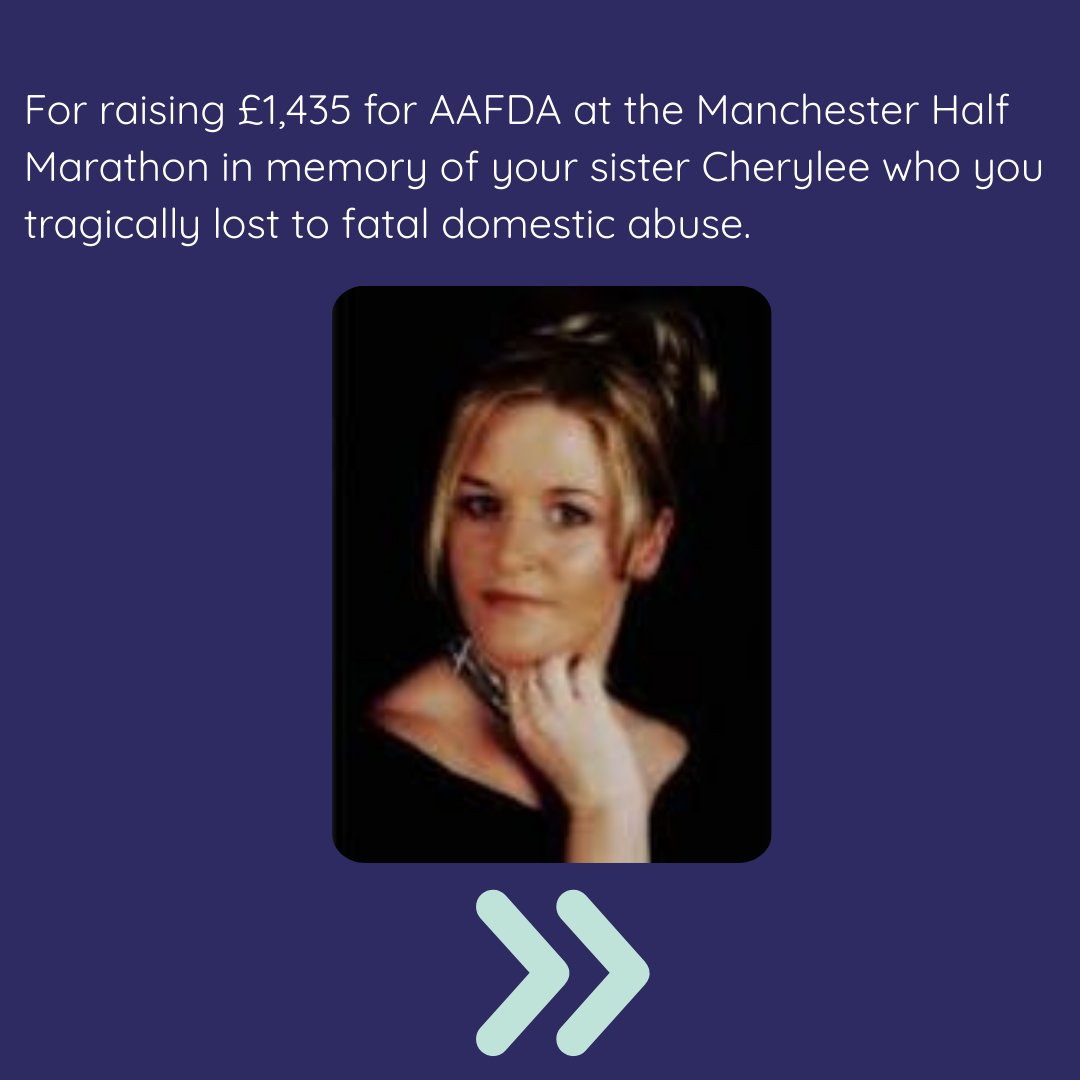 AAFDA6's tweet image. Thank you Chiv who ran the Manchester Half Marathon raising £1435 in memory of her sister Cherylee. These funds are much-needed. Every year we're contacted by hundreds of families who've lost someone they love to DA. It's hard to imagine a more traumatic way to lose a loved one