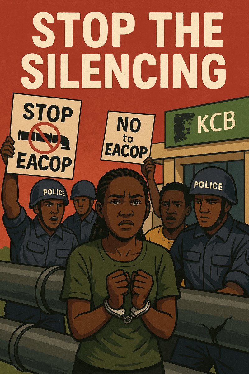 Today, 11 anti-EACOP activists were arrested while peacefully delivering a petition to KCB Bank.

We call upon authorities to:
•Respect and protect the rights of peaceful protesters.
•Engage in transparent dialogue concerning the EACOP project and its implications.