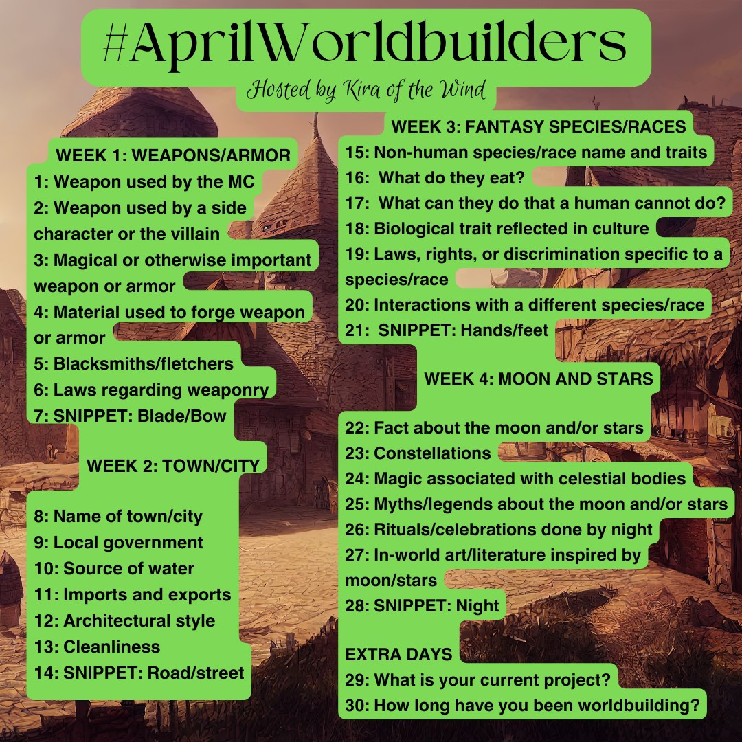 Servants Of The Moon And Sun 🌈🌙🔆 (@servantsand) on Twitter photo #AprilWorldbuilders
Constellations
The most important constellation is The Dancer. Three stars mark her belt and a brush of stars below make her sash. Above her is the Old Man. Always watching but never getting close.
<a href="/Kiraofthewind1/">Kira of the Wind (Erika McCorkle)</a> #AprilWorldbuilders
Constellations
The most important constellation is The Dancer. Three stars mark her belt and a brush of stars below make her sash. Above her is the Old Man. Always watching but never getting close.
<a href="/Kiraofthewind1/">Kira of the Wind (Erika McCorkle)</a>