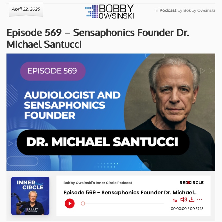 🎙️ Sensaphonics founder, Dr. Michael Santucci, was recently featured Bobby Owsinski’s Inner Circle Podcast offering deep insight into protecting hearing without compromising performance.
🎧 Listen Now - bobbyoinnercircle.com/episode-569-se…

#RespectYourEars #Sensaphonics #HearingHealth