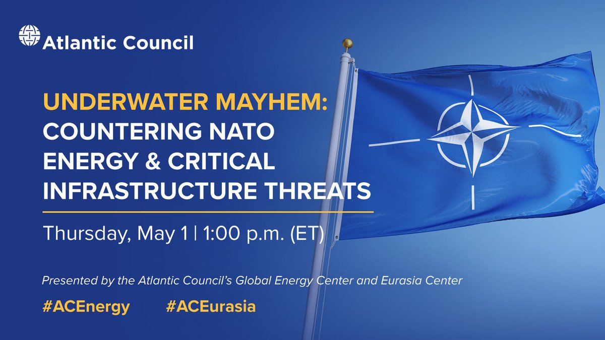 Global Energy Center (@acglobalenergy) on Twitter photo Russia’s underwater sabotage tactics are escalating
From severed data cables to pipeline attacks, Europe’s critical infrastructure is under threat. Join #ACEnergy and <a href="/ACEurasia/">Eurasia Center</a> May 1 at 1pm ET for the launch of "Underwater Mayhem" and a panel on NATO's response
Register now: Russia’s underwater sabotage tactics are escalating
From severed data cables to pipeline attacks, Europe’s critical infrastructure is under threat. Join #ACEnergy and <a href="/ACEurasia/">Eurasia Center</a> May 1 at 1pm ET for the launch of "Underwater Mayhem" and a panel on NATO's response
Register now: