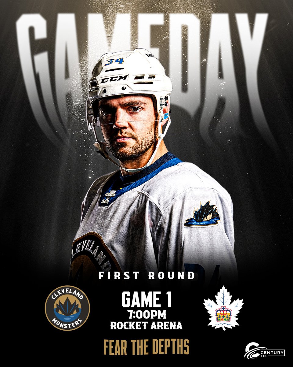 SHOWTIME

🎟️: clevelandmonsters.com/playoffs
⏰: 7:00 p.m. 
📍: <a href="/RocketArena/">Rocket Arena</a> 
📺: <a href="/watchrocksports/">Rock Entertainment Sports Network</a>, @ClevelandCW43 &amp; bit.ly/AHLTVon <a href="/FloHockey/">FloHockey</a> 
📻: <a href="/fs1350/">Fox Sports 1350</a> &amp; <a href="/wtam1100/">Newsradio WTAM 1100</a> 

<a href="/CenturyFederal/">Century Federal Credit Union</a> | #FearTheDepths