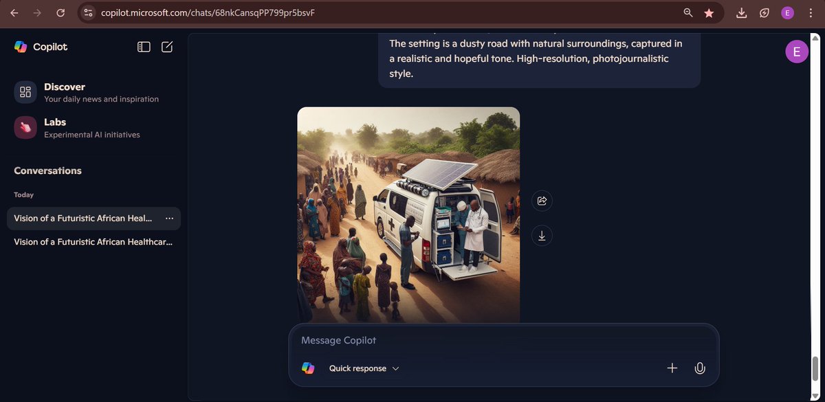 DChristmasEve's tweet photo. Day 2: Image prompting.
For years, my world revolved around lab reports, diagnostics, and data—solving real problems in real communities.
Now, I’m learning to speak the language of AI—blending creativity with healthcare insight through the #ALX_AiSK journey @alx_africa https://t.co/4svXQle8ON
