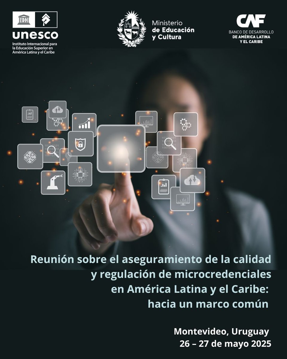 CAF (@agendacaf) on Twitter photo #EducaciónSuperior en #ALC! 📢 Urge abordar el abandono estudiantil y la brecha de habilidades. Las #microcredenciales son clave para un aprendizaje flexible.
🚀 <a href="/unesco_iesalc/">UNESCO IESALC #EducaciónSuperior #HigherEducation</a>, @mecuruguay y <a href="/AgendaCAF/">CAF</a> convocan en Montevideo (26-27 mayo 2025) a diálogo por un marco común de #EducaciónSuperior en #ALC! 📢 Urge abordar el abandono estudiantil y la brecha de habilidades. Las #microcredenciales son clave para un aprendizaje flexible.
🚀 <a href="/unesco_iesalc/">UNESCO IESALC #EducaciónSuperior #HigherEducation</a>, @mecuruguay y <a href="/AgendaCAF/">CAF</a> convocan en Montevideo (26-27 mayo 2025) a diálogo por un marco común de