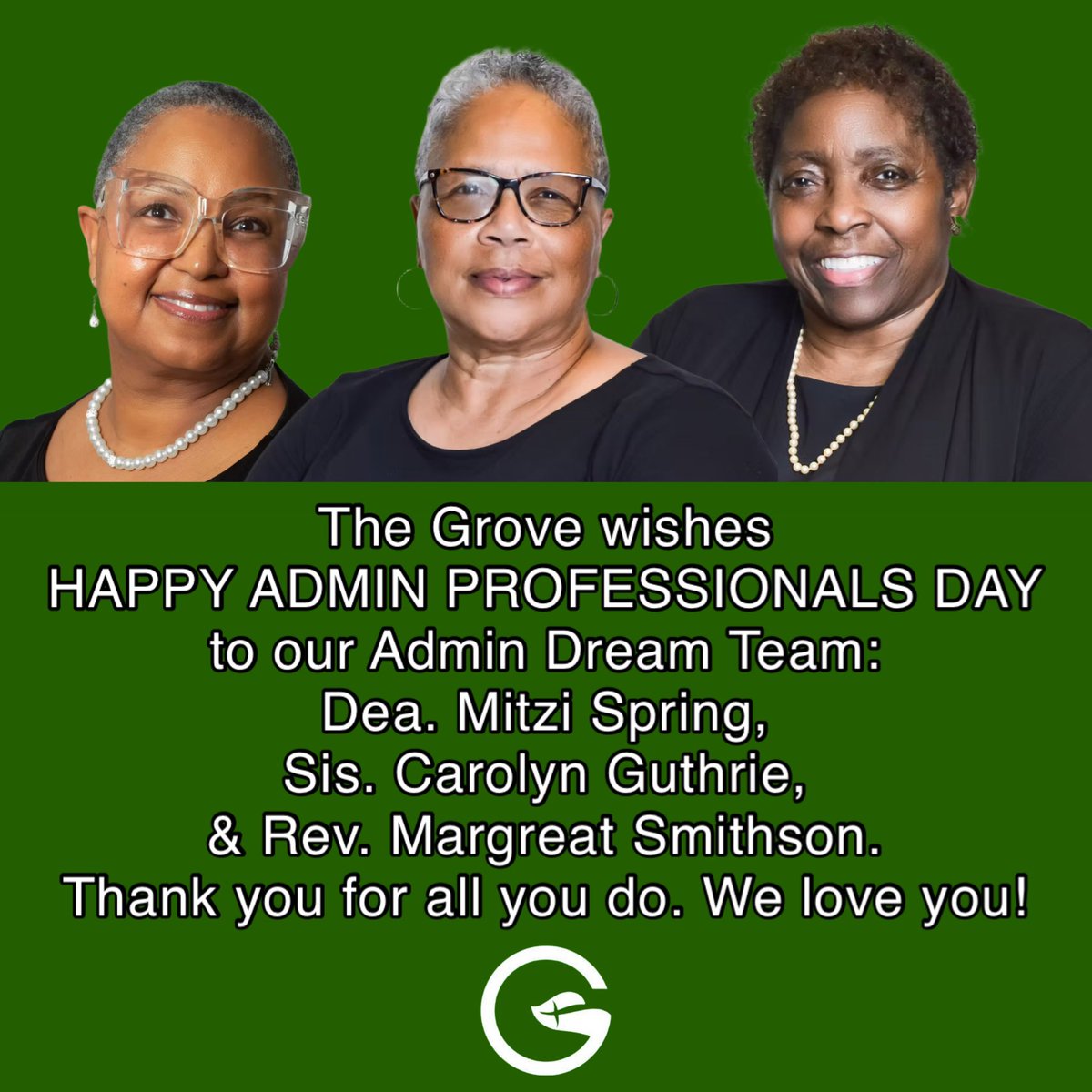 Watson Grove Church (@thegrovenash) on Twitter photo Happy Administrative Professionals Day to some of the best in the world!! Thank you for everything you do, both seen & unseen. We could not do ministry or mission without you. The Grove appreciates you and loves you! Grove family, let’s love on these amazing folks today! Happy Administrative Professionals Day to some of the best in the world!! Thank you for everything you do, both seen & unseen. We could not do ministry or mission without you. The Grove appreciates you and loves you! Grove family, let’s love on these amazing folks today!