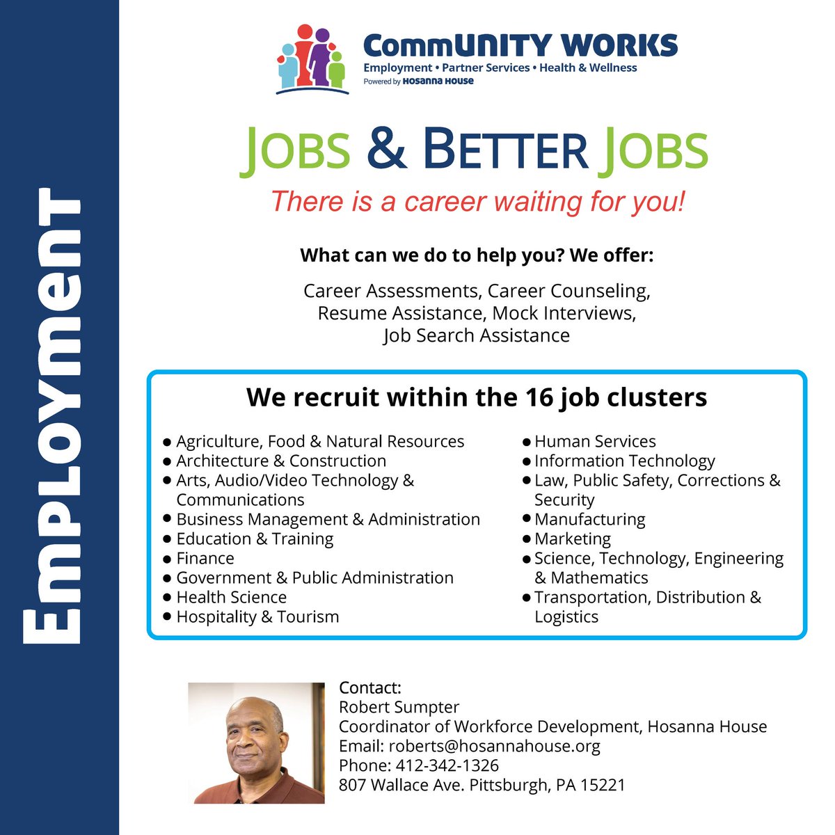 CommUNITY WORKS Powered by Hosanna House (@hosannahouseinc) on Twitter photo Are you ready to level up your career? Whether you're unemployed, underemployed, or just looking for your next big opportunity,<a href="/HosannaHouseInc/">CommUNITY WORKS Powered by Hosanna House</a>
has your back!
📞Contact Robert Sumpter at roberts@hosannahouse.org or 412-342-1326 ! #Jobs #CareerGoals #CareerGrowth Are you ready to level up your career? Whether you're unemployed, underemployed, or just looking for your next big opportunity,<a href="/HosannaHouseInc/">CommUNITY WORKS Powered by Hosanna House</a>
has your back!
📞Contact Robert Sumpter at roberts@hosannahouse.org or 412-342-1326 ! #Jobs #CareerGoals #CareerGrowth
