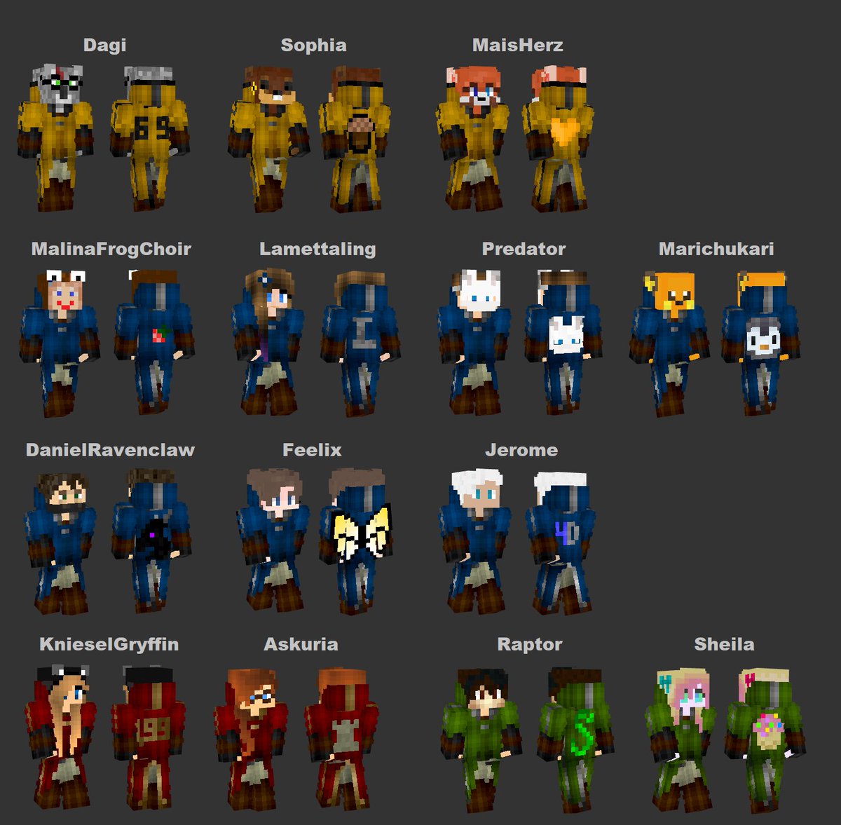 Gibt es eigentlich noch weitere Personen, die Interesse an so einem QuidditchSkin haben? ☺️ Könnt euch gerne unter diesem Tweet mit Angabe von MinecraftName und RückenSymbol melden. 🤗