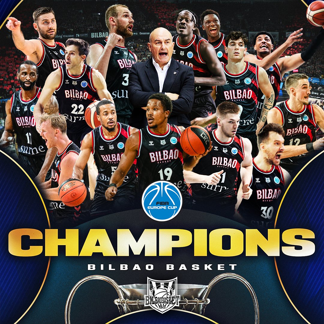 marca's tweet photo. 🎉🎉🎉¡¡¡¡ENHORABUENA AL BILBAO BASKET!!!! 

👏🏀El equipo del País Vasco acaba de ganar el Fiba Europe Cup y logra el primer título de su historia

#fibaeuropecup @bilbaobasket https://t.co/9FTHBK2oZw