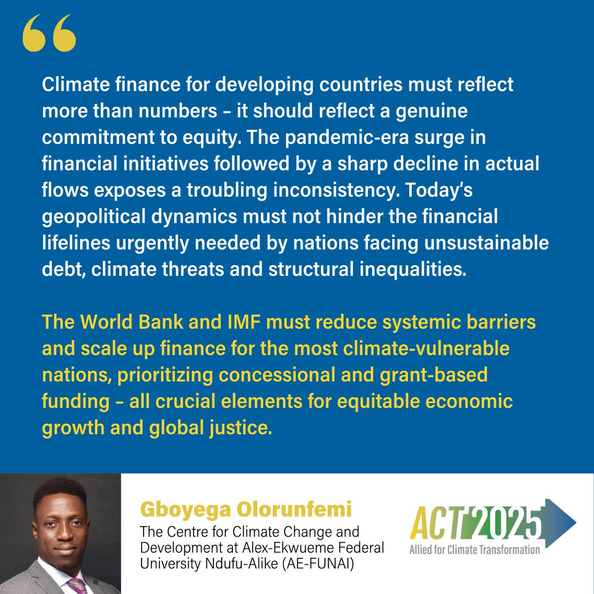 WRI Climate (@wriclimate) on Twitter photo #ACT2025 partner <a href="/gboyenautics/">Gboyega OLORUNFEMI</a>, calls for bold action on #LossandDamage as leaders gather in Washington DC for the High-level dialogue on Fund for responding to Loss and Damage (FRLD). #ACT2025 partner <a href="/gboyenautics/">Gboyega OLORUNFEMI</a>, calls for bold action on #LossandDamage as leaders gather in Washington DC for the High-level dialogue on Fund for responding to Loss and Damage (FRLD).