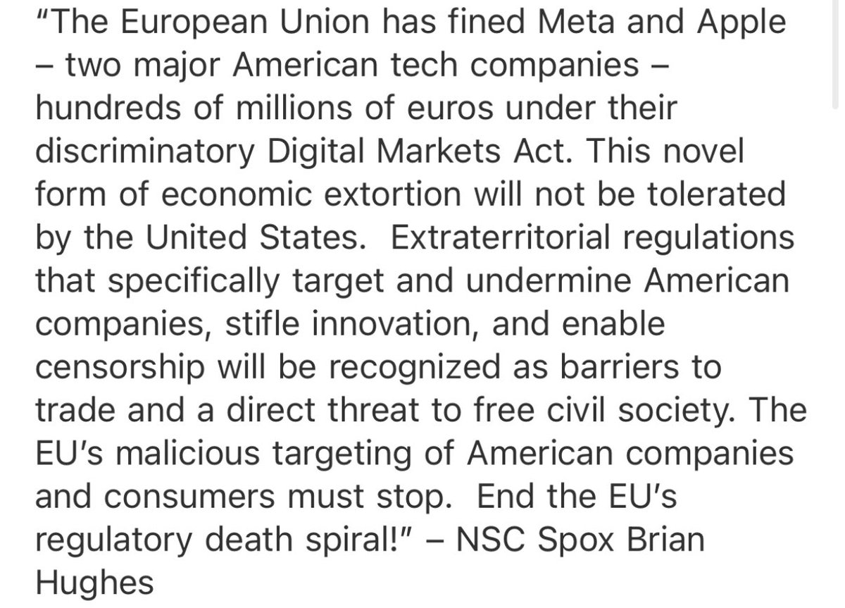 Ashley Gold (@ashleyrgold) on Twitter photo NEW: <a href="/BrianHughes47/">Brian Hughes</a> on European Commission fining Meta & Apple millions for violating the Digital Markets Act: NEW: <a href="/BrianHughes47/">Brian Hughes</a> on European Commission fining Meta & Apple millions for violating the Digital Markets Act: