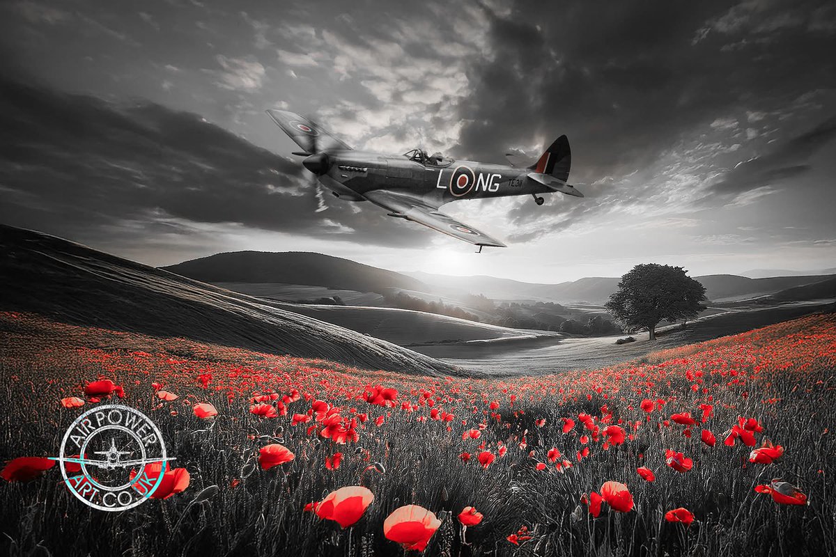 "Echoes in Crimson Skies" 
Created and Donated to all the wonderful team at Flying Scholarships for Disabled People who are creating a Flying Scholarship for Disabled People in Sqdn Leader Mark Longs name.
#bbmf #RAF #FDSP <a href="/RAFBBMF/">RAF BBMF</a> 
Airpowerart.co.uk