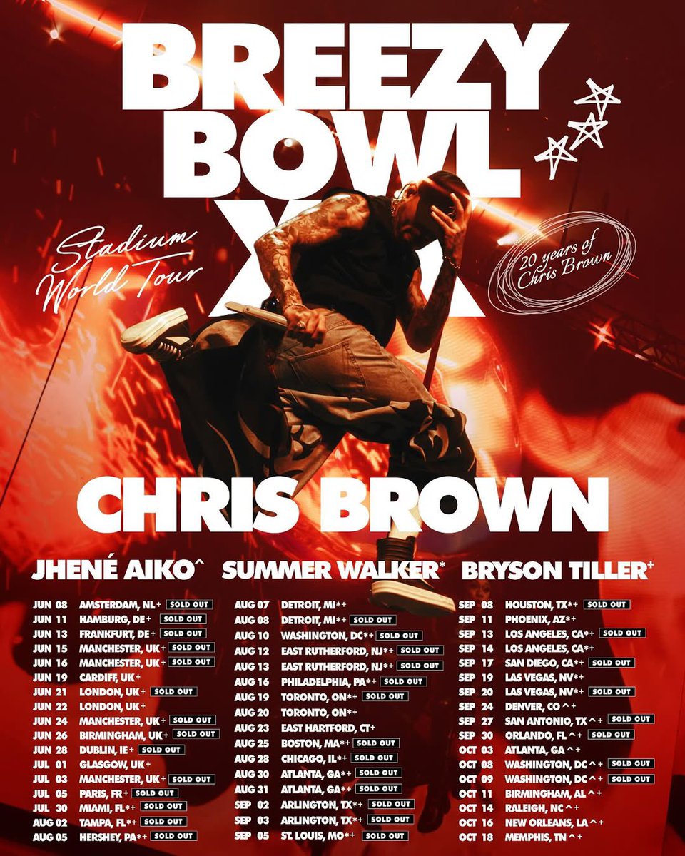 BreezyRelated's tweet photo. 👤 CHRIS BROWN

🏟️ BREEZY BOWL XX STADIUM WORLD TOUR

🚨 SUMMER 2025 https://t.co/1cGAv0Mf66