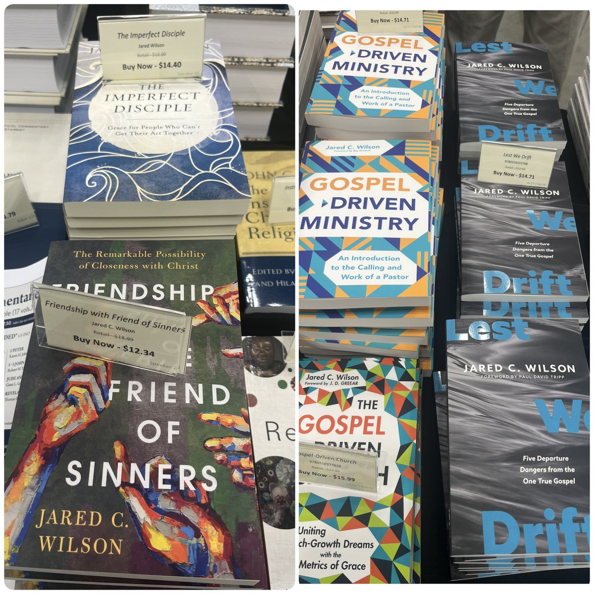 A few of my books available at <a href="/TGC/">The Gospel Coalition</a> nat’l conf, including my newest, *Lest We Drift.* Visit the <a href="/ZReflective/">Zondervan Reflective</a> and <a href="/ReadBakerBooks/">Baker Books</a> tables in the bookstore! #TGC25