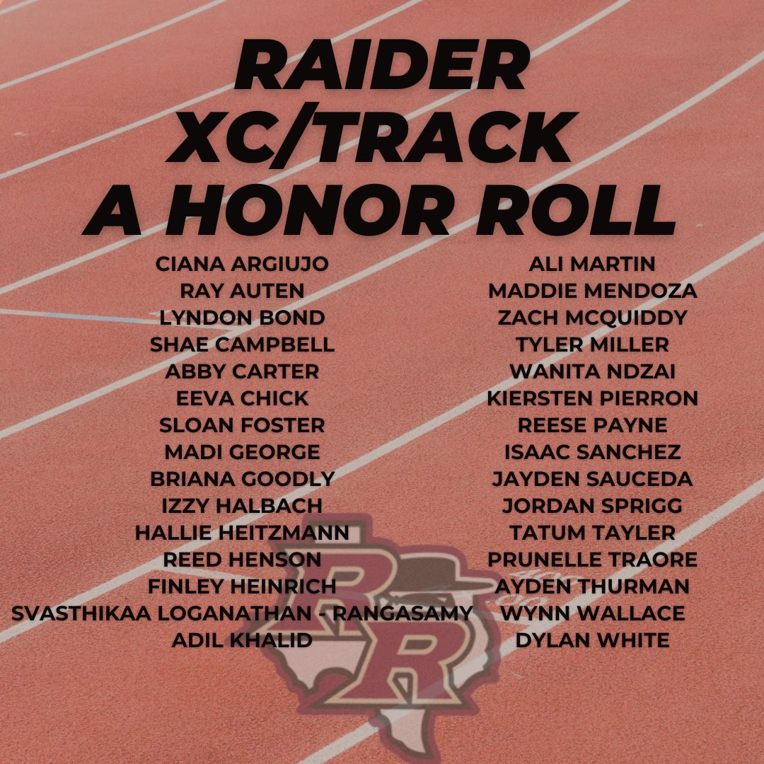 Advancing season is difficult to navigate with the course load but these raiders got after it! Way to make the A honor roll last six weeks!