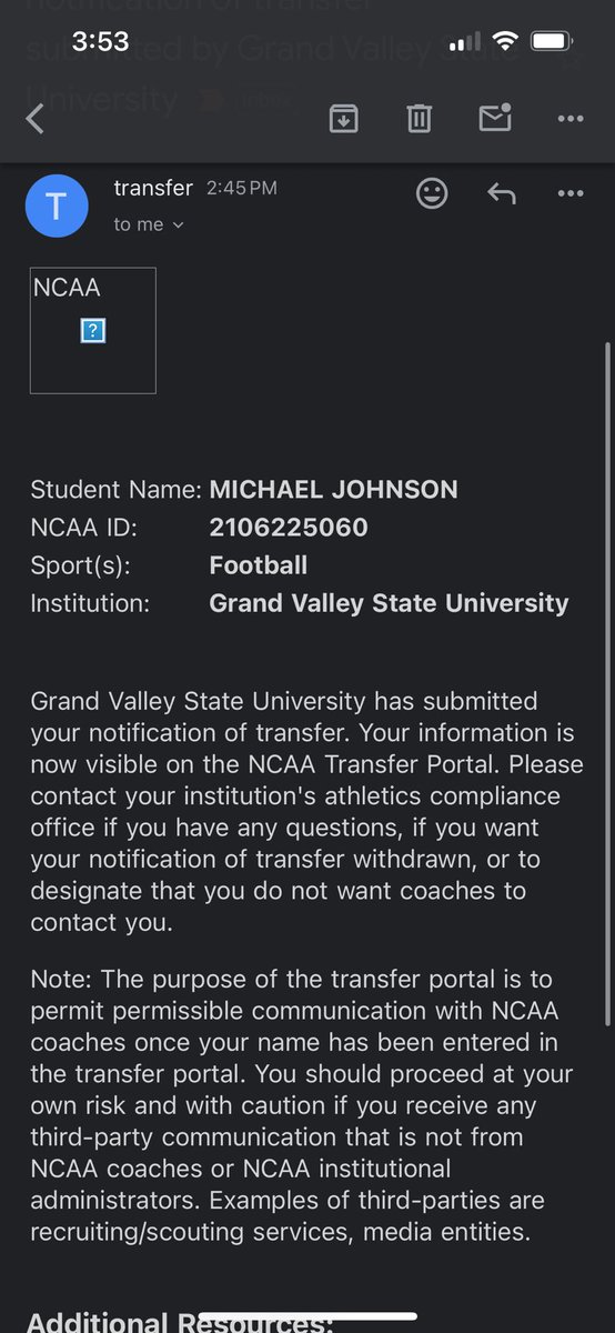 After a great two years, I am thankful for the all the relationships i’ve made with all coaches and teammates at Grand Valley State. With that I have officially entered the transfer portal with 3 years of eligibility remaining. Thank you Grand Valley for an unforgettable time⚓️