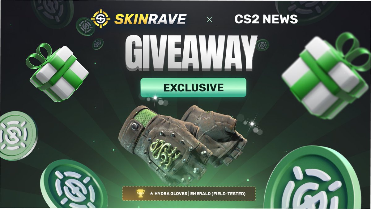 CS2 GIVEAWAY

Hydra Gloves | Emerald (FT) 115$

⬇️To Enter: 

✅ Follow <a href="/skinravegg/">SkinRave.gg</a> 
✅ Like the quoted post 
✅ Commend under this post